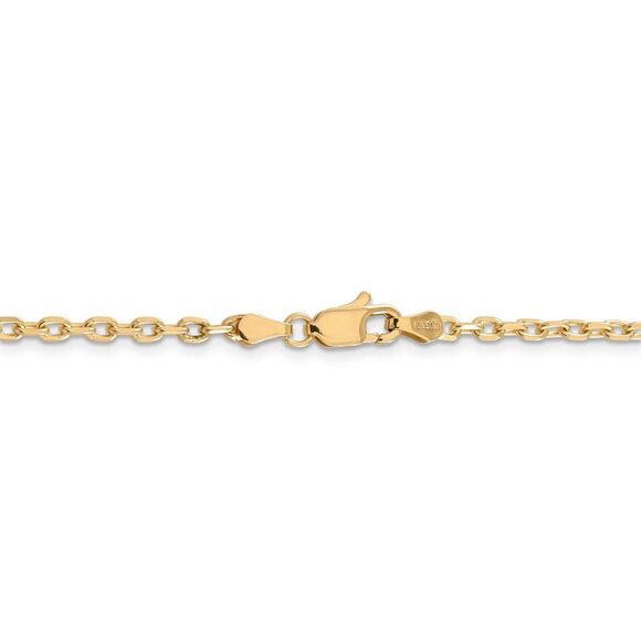 3mm, 14k Yellow Gold Diamond Cut Solid Cable Chain Necklace, 24 Inch - Picture 4 of 8